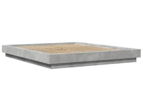 Cadru de pat cu lumini LED gri beton 160x200 cm, lemn prelucrat - 3/5