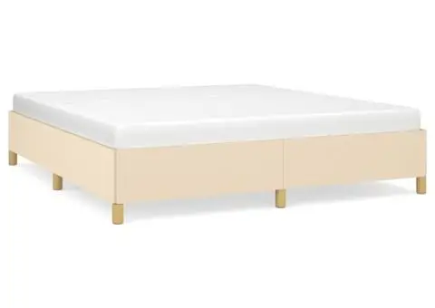 Cadru de pat fără saltea, crem, 160x200 cm, textil - 2/5