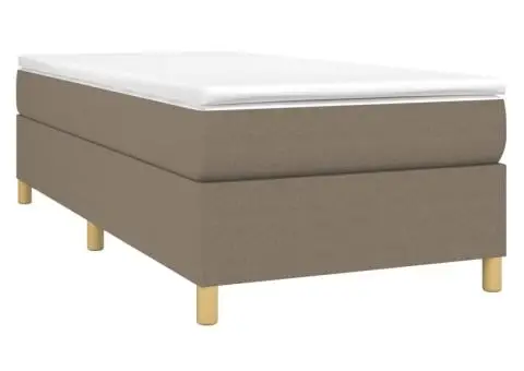 Cadru de pat fără saltea, gri taupe, 100x200 cm, textil - 3/5