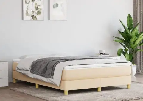 Cadru de pat fără saltea, crem, 140x190 cm, textil - 1/5