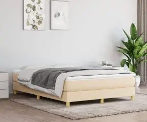 vidaXL Cadru de pat fără saltea, crem, 140x190 cm, textil