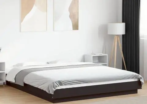 Cadru de pat cu lumini LED, negru, 160x200 cm, lemn prelucrat - 1/5