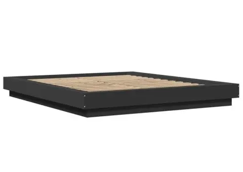 Cadru de pat cu lumini LED, negru, 160x200 cm, lemn prelucrat - 3/5