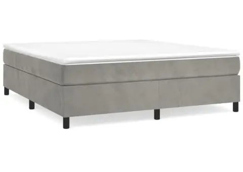 Cadru de pat fără saltea, gri deschis, 160x200 cm, catifea - 2/5