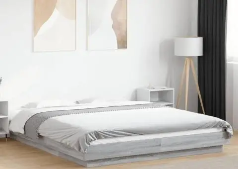 Cadru de pat, gri sonoma, 160x200 cm, lemn prelucrat - 1/5