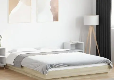 Cadru de pat cu LED stejar sonoma 120x190 cm lemn prelucrat - 1/5