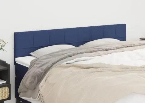 Tăblii de pat, 2 buc, albastru, 90x5x78/88 cm, textil - 1/5