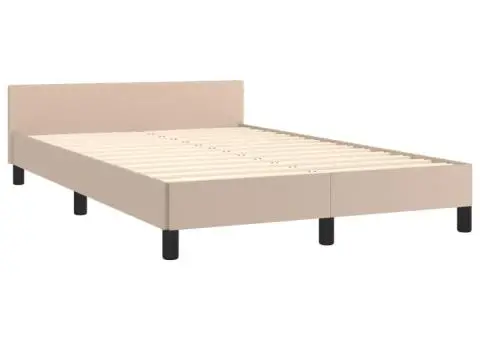 Cadru de pat fără saltea cappuccino 120x190cm piele artificială - 3/5