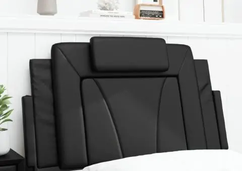 Pernă pentru tăblie pat, negru, 80 cm, piele artificială - 4/5