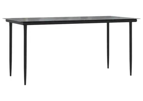 Set mobilier de grădină cu perne, 7 piese, negru, poliratan - 4/5