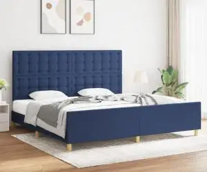 vidaXL Cadru de pat fără saltea, albastru, 200x200 cm, textil