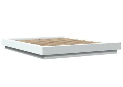 Cadru de pat cu lumini LED, alb, 150x200 cm, lemn prelucrat - 3/5