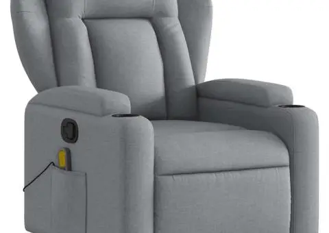 Fotoliu de masaj rabatabil cu ridicare, gri deschis, textil - 4/5