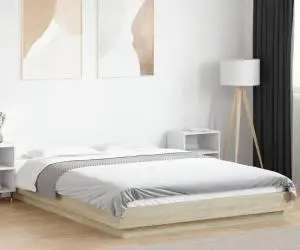 vidaXL Cadru de pat cu LED stejar sonoma 140x200 cm lemn prelucrat
