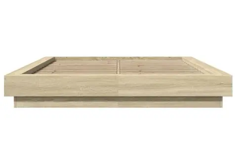 Cadru de pat cu LED stejar sonoma 140x200 cm lemn prelucrat - 5/5