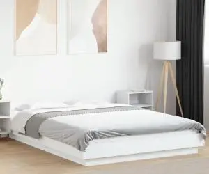 vidaXL Cadru de pat, alb, 140x200 cm, lemn prelucrat