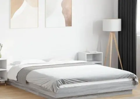 Cadru de pat, gri sonoma, 140x200 cm, lemn prelucrat - 1/5