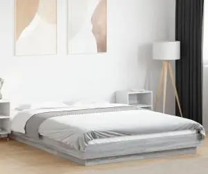 vidaXL Cadru de pat, gri sonoma, 140x200 cm, lemn prelucrat