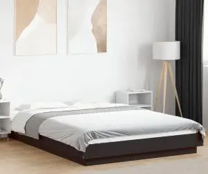 vidaXL Cadru de pat, negru ,135x190 cm, lemn prelucrat
