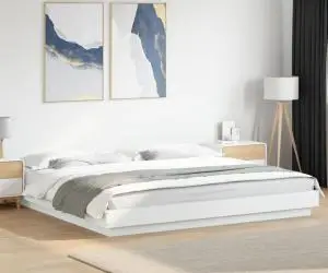 vidaXL Cadru de pat alb 180x200 cm din lemn prelucrat