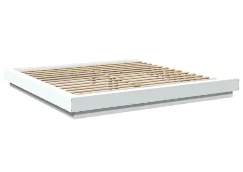 Cadru de pat alb 180x200 cm din lemn prelucrat - 3/5