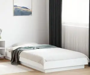 vidaXL Cadru de pat, alb, 90x200 cm, lemn prelucrat
