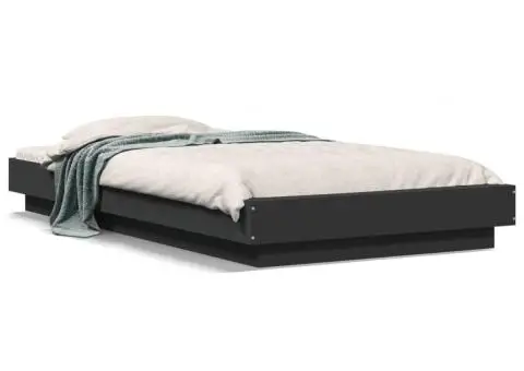 Cadru de pat, negru, 75x190 cm, lemn prelucrat - 2/5