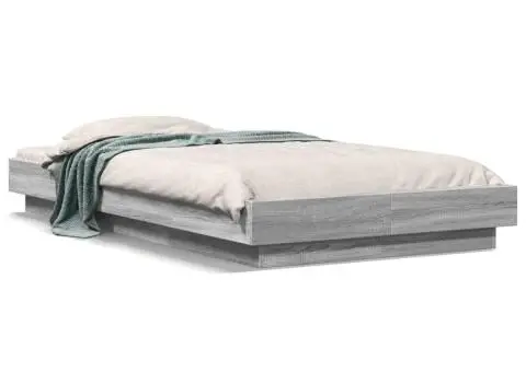 Cadru de pat, gri sonoma, 75x190 cm, lemn prelucrat - 2/5