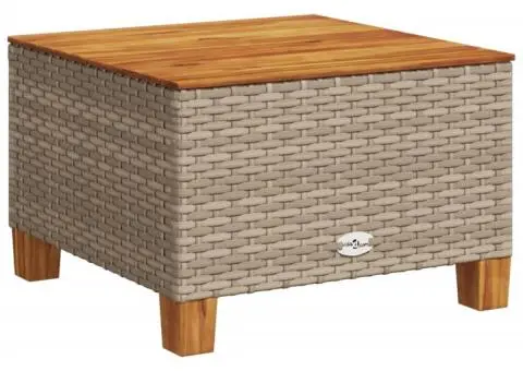 Masă de grădină, bej, 55x55x36 cm, poliratan și lemn acacia - 2/5