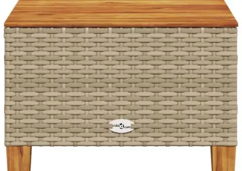 Masă de grădină, bej, 55x55x36 cm, poliratan și lemn acacia - 4/5