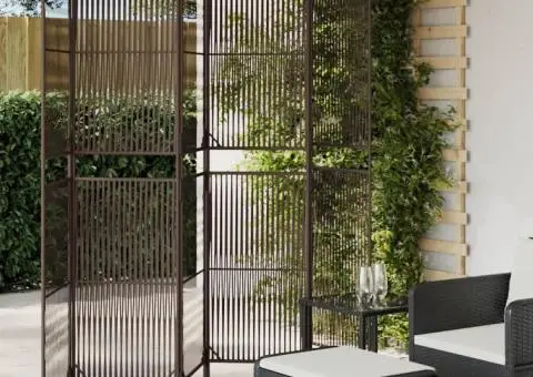 Separator de cameră cu 6 panouri, maro, poliratan - 1/5