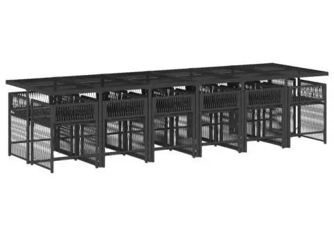 Set mobilier de grădină cu perne, 13 piese, negru, poliratan - 3/5