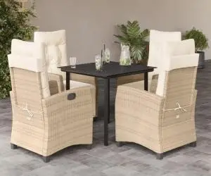 vidaXL Set mobilier de grădină cu perne, 5 piese, bej, poliratan
