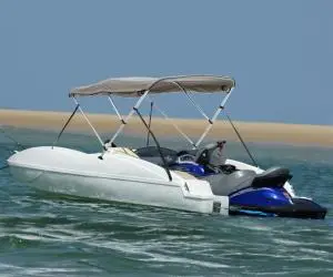 vidaXL Parasolar Bimini 3 arcuri, pereți laterali 183x(170-182)x137 cm