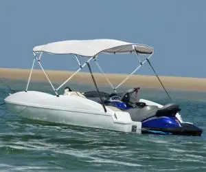 vidaXL Parasolar Bimini 4 arcuri, pereți laterali 243x(170-182)x137 cm