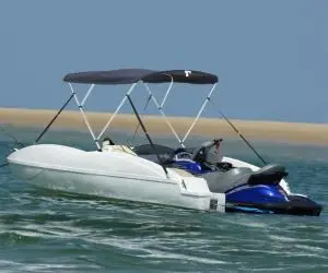 vidaXL Parasolar Bimini 3 arcuri pereți din plasă 183x(185-198)x137 cm