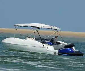 vidaXL Parasolar Bimini 4 arcuri pereți din plasă 243x(185-198)x137 cm