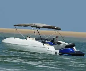 vidaXL Parasolar Bimini 4 arcuri pereți din plasă 243x(170-182)x137 cm
