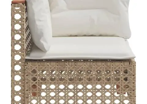 Canapea de colț de grădină cu perne, bej, poliratan - 5/5