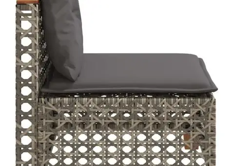 Canapea de grădină fără cotiere, cu perne, gri, poliratan - 5/5