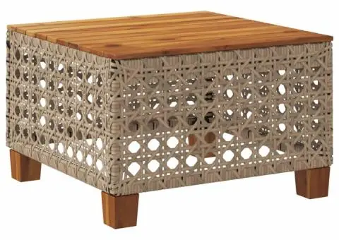 Masă de grădină, bej, 55x55x36 cm, poliratan și lemn acacia - 2/5