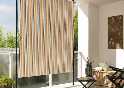 Jaluzea rulou de exterior, galben/alb, 150x270 cm țesătură/oțel - 1/5