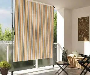 vidaXL Jaluzea rulou de exterior, galben/alb, 150x270 cm țesătură/oțel