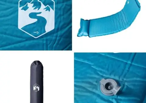 Saltea de camping gonflabilă cu pernă, 1 persoană, turcoaz - 5/5