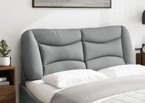 Pernă tăblie de pat, gri deschis, 120 cm, material textil - 3/5