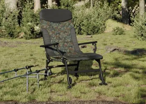 Scaun de pescuit cu cotieră, pliabil, camuflaj - 1/5