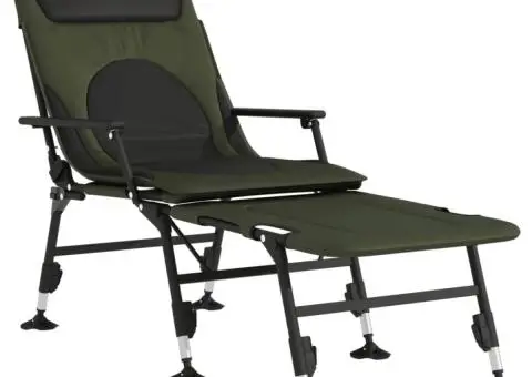 Șezlong pescuit picioare reglabile tălpi de noroi pliabil verde - 2/5