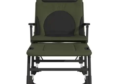 Șezlong pescuit picioare reglabile tălpi de noroi pliabil verde - 3/5