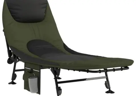 Pat de pescuit, picioare reglabile tălpi de noroi pliabil verde - 2/5