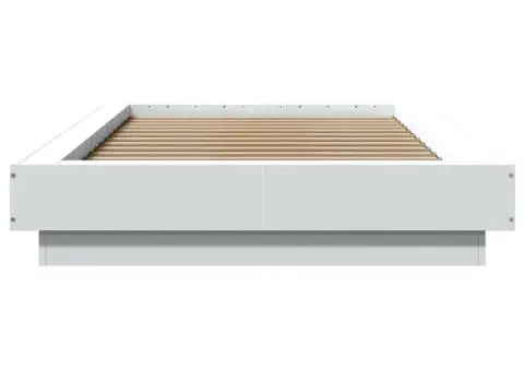 Cadru de pat cu LED, alb, 75x190 cm, lemn prelucrat - 5/5